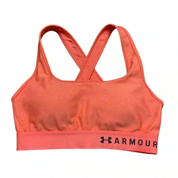Under  Armour, Cross Back Sports Bra, Small, Orange 🏃♀️➡️ - Picture 2 of 8